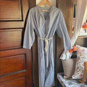 Banana Republic Navy & White Striped Collared Shirt